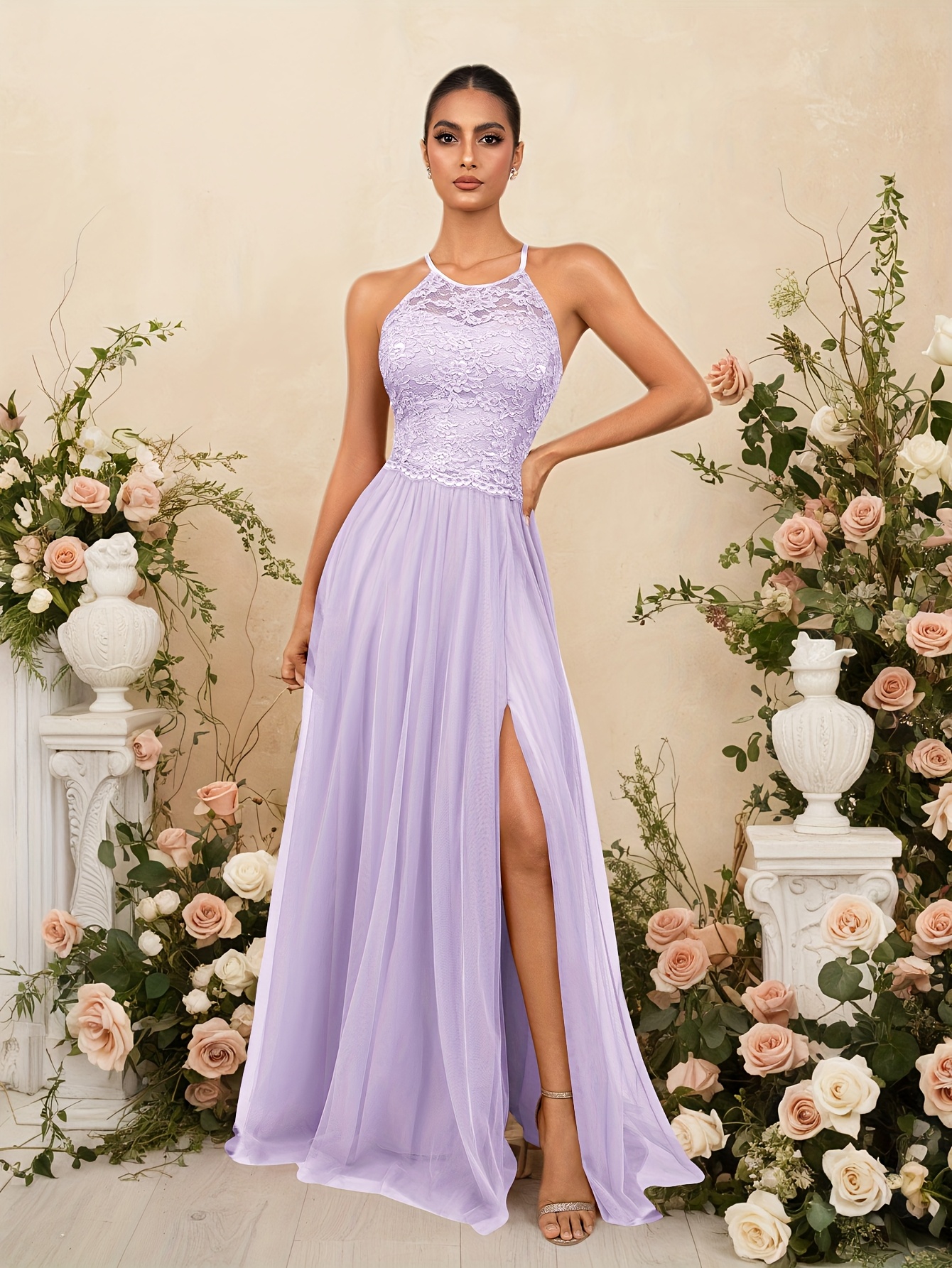 light purple fitted dress light purple long bright dress main image 0