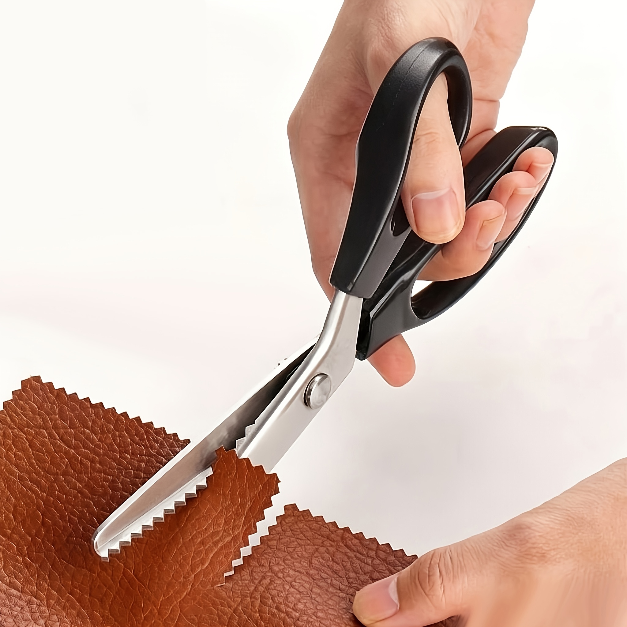 TEMU Tijeras dentadas de acero inoxidable en 1 pieza, tijeras para tela, tijeras de coser, tijeras ultra afiladas para cortar tela, tijeras