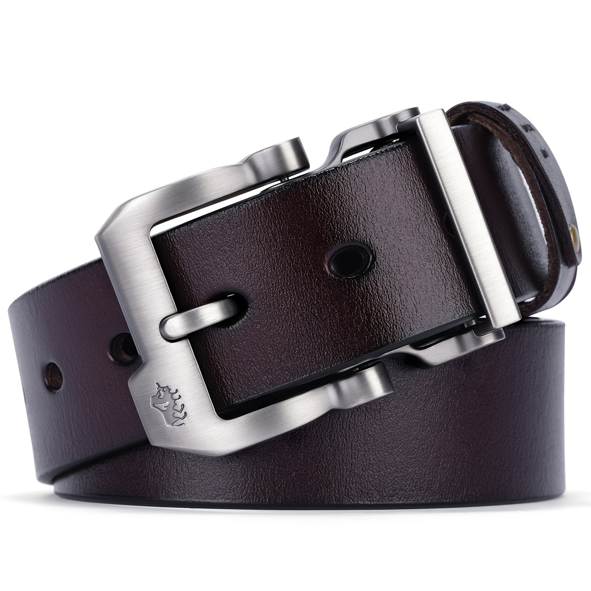 BISON DENIM Men'S Leather Belt Brown Casual Style