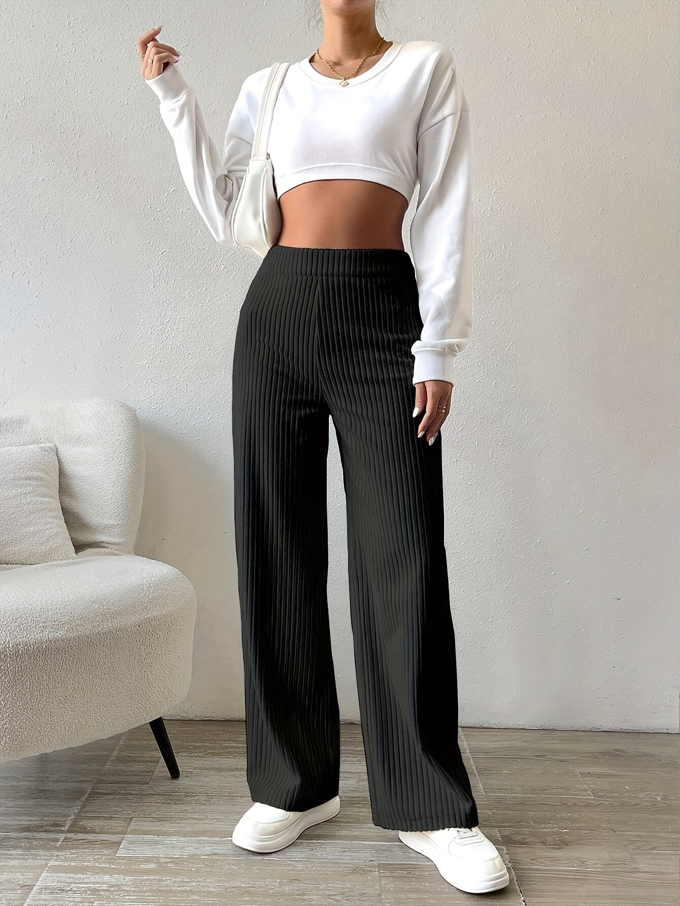 Otoño Invierno Pantalones De Punto Mujer Pantalones Punto Casual