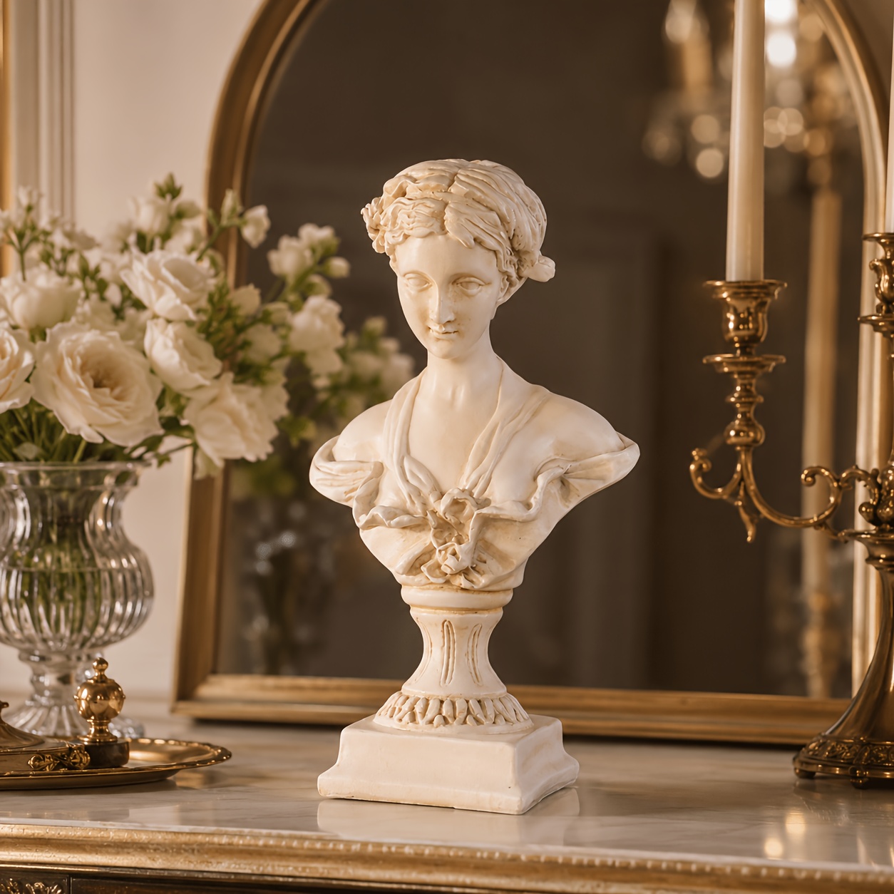 TEMU Buste de de style européen, figurine vintage en résine, décoration souple, décoration intérieure, présentoir de fenêtre d'étude, accessoires de