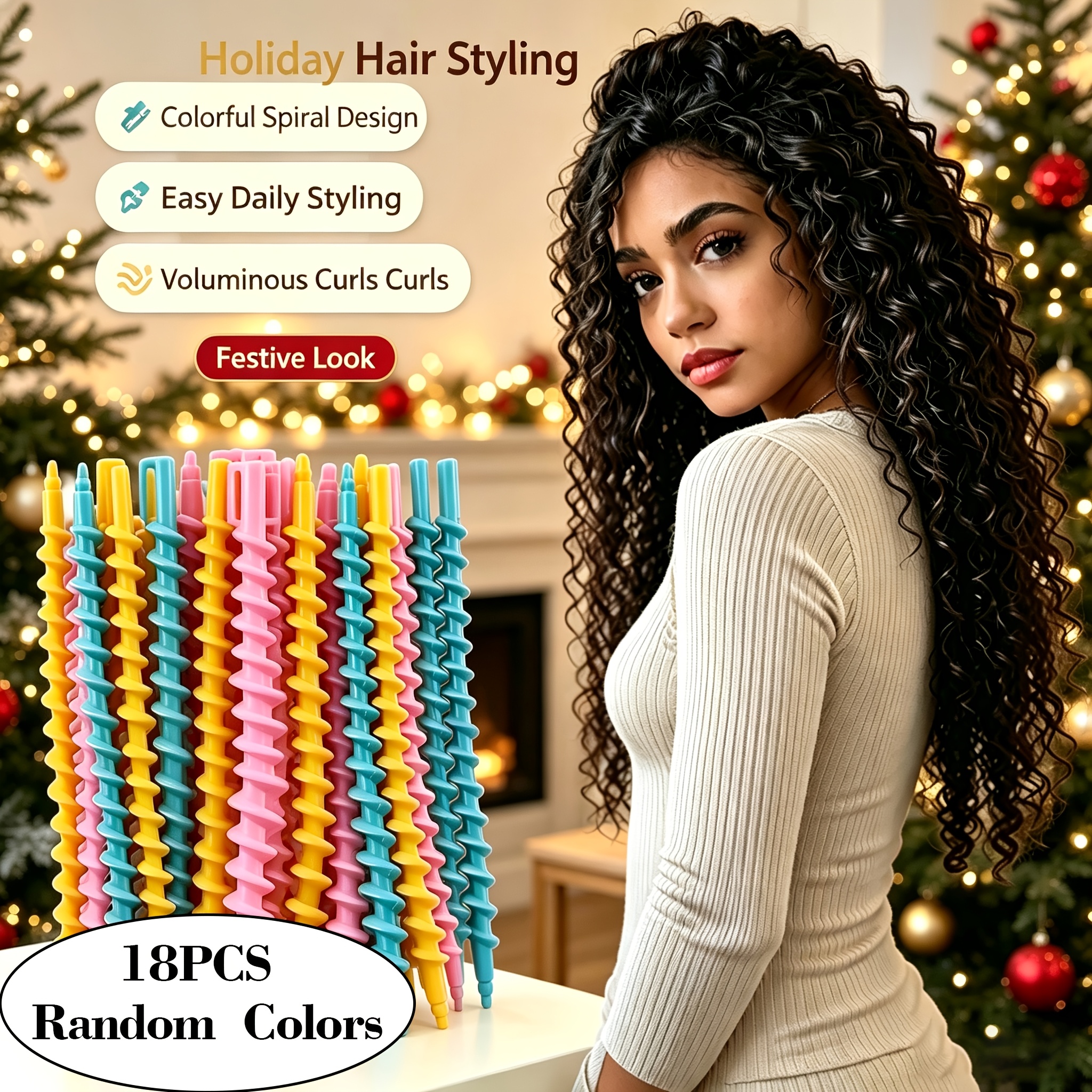 TEMU Juego de 18 rizadores de pelo en - Colores aleatorios - de plástico resistentes al , rizadoras, herramientas de peinado DIY, para uso en salón y
