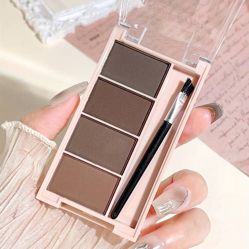 4 color eyebrow powder kit with brush matte high gloss non smudging long lasting natural ideal for daily use