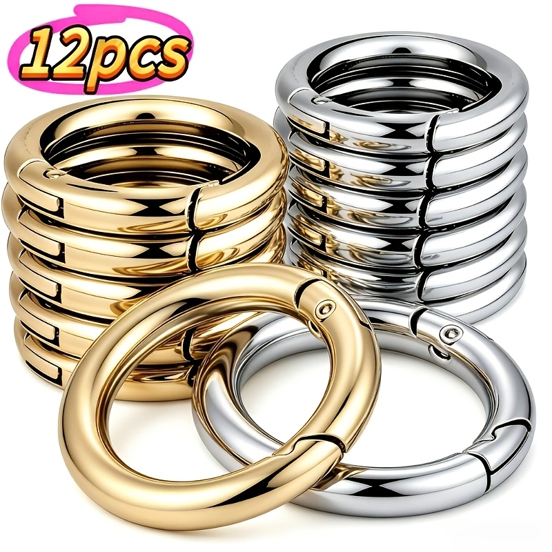 TEMU 12 pz O-Ring a Molla in Metallo, Gancio a Molla ad -Chiusura, Disponibile in Oro/, Ciondolo Portachiavi Moschettone, Accessori Fai da Te per