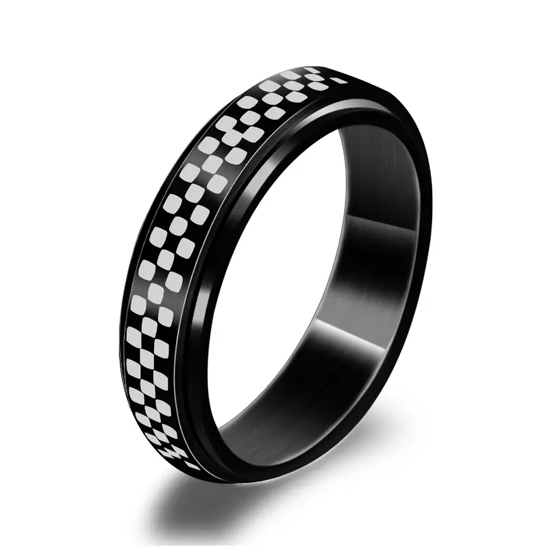 1pc stainless steel rotating mosaic ring black golden gift for women daily wear special occasions daily wear ring modern ring design durable ring ring Product details 3