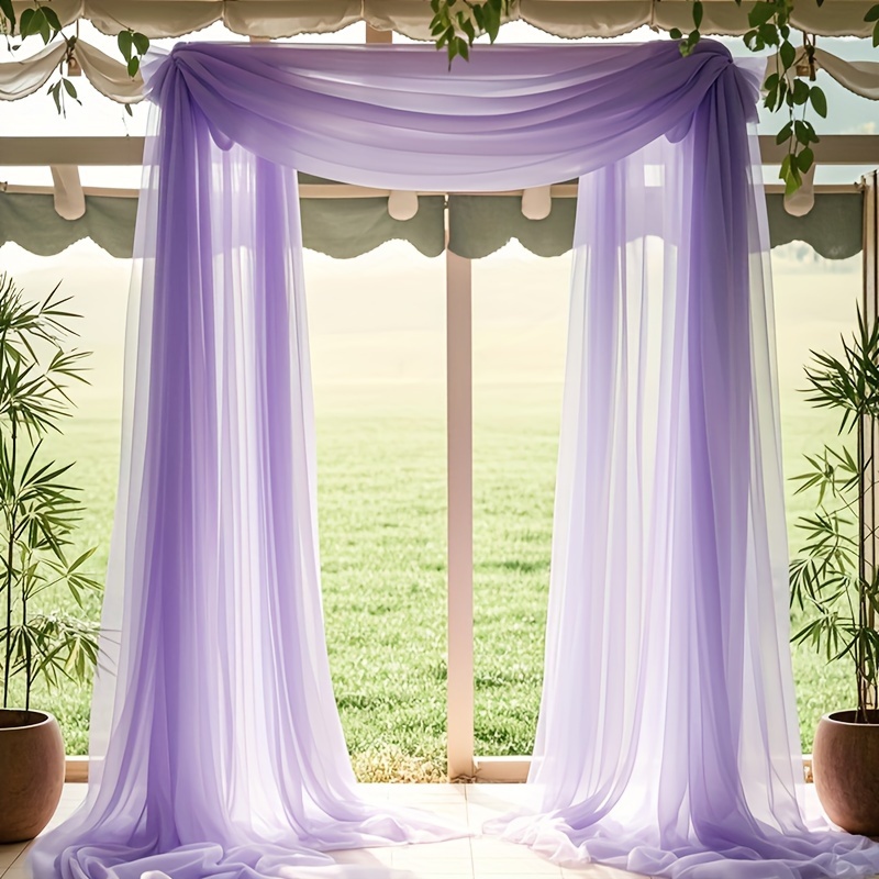 TEMU 1pc Elegant Lavender Purple Wedding Arch Fabric - Sheer Background Drape, Ideal For Ceremony And Party Decor, Perfect For Christmas, Valentine's