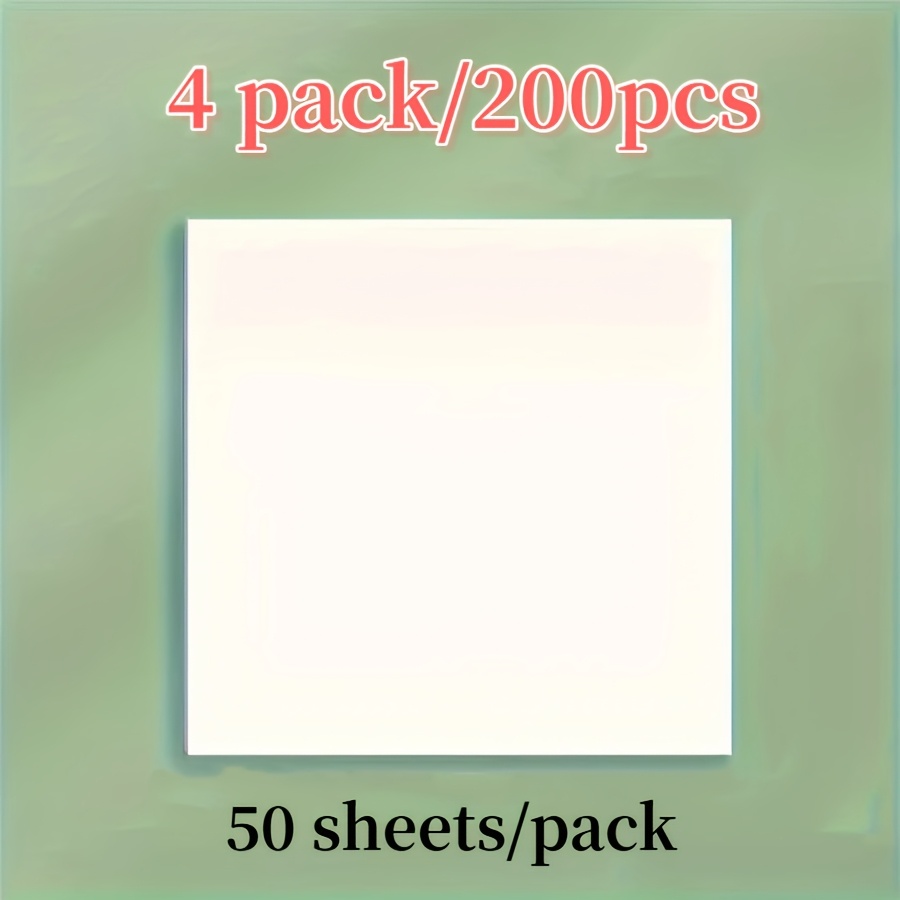 TEMU 4 Packs 200 Sheets Transparent Waterproof Sticky Notes, 3" X 3" Clear Sticky Notes Waterproof Self-adhesive Translucent Sticky Notes Pad For