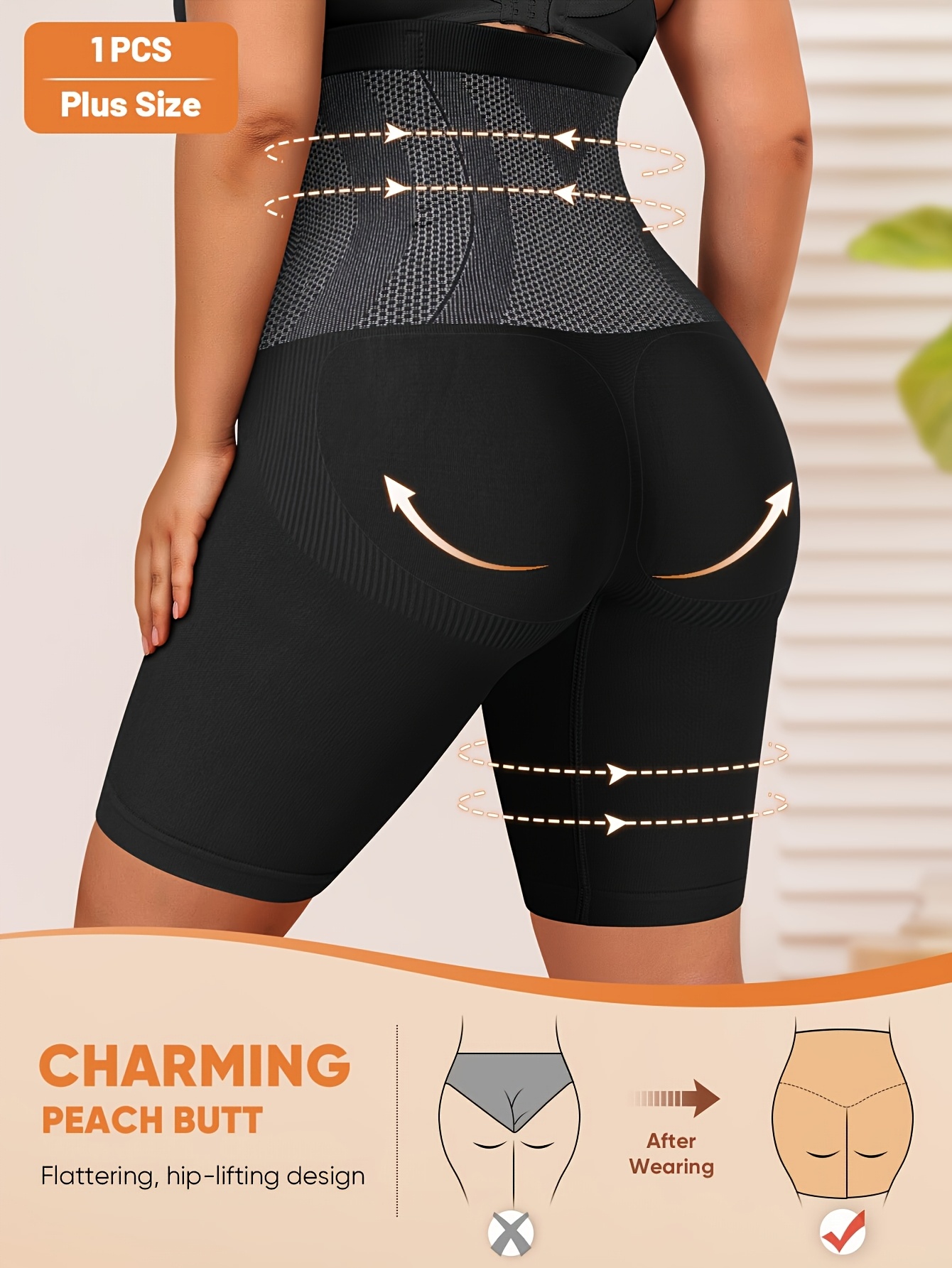 MIOTAN Women'S Plus Size High-Waist Shaping Shorts - Breathable Mesh Nylon, No Padding, High Support Butt Lifting & Tummy Control, Solid Color, 1XL-5XL, Underwear, Sleek Underwear, Comfortable Fit