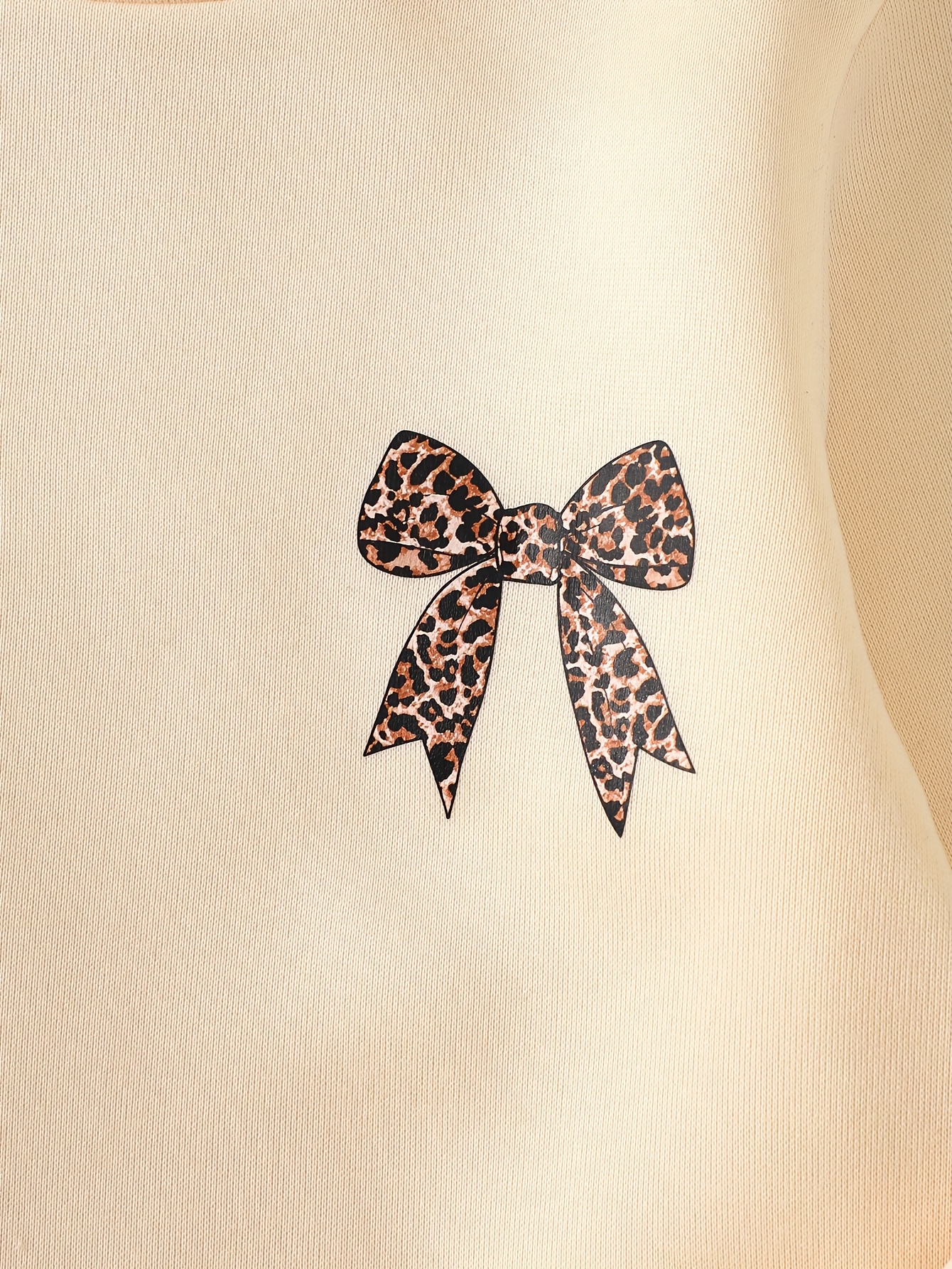 girls autumn winter casual leopard print bow embroidery long sleeve hoodie flared pants set   outdoor wear in fall and winter comfortable fabric ideal gift   for   for outdoor Product details 1