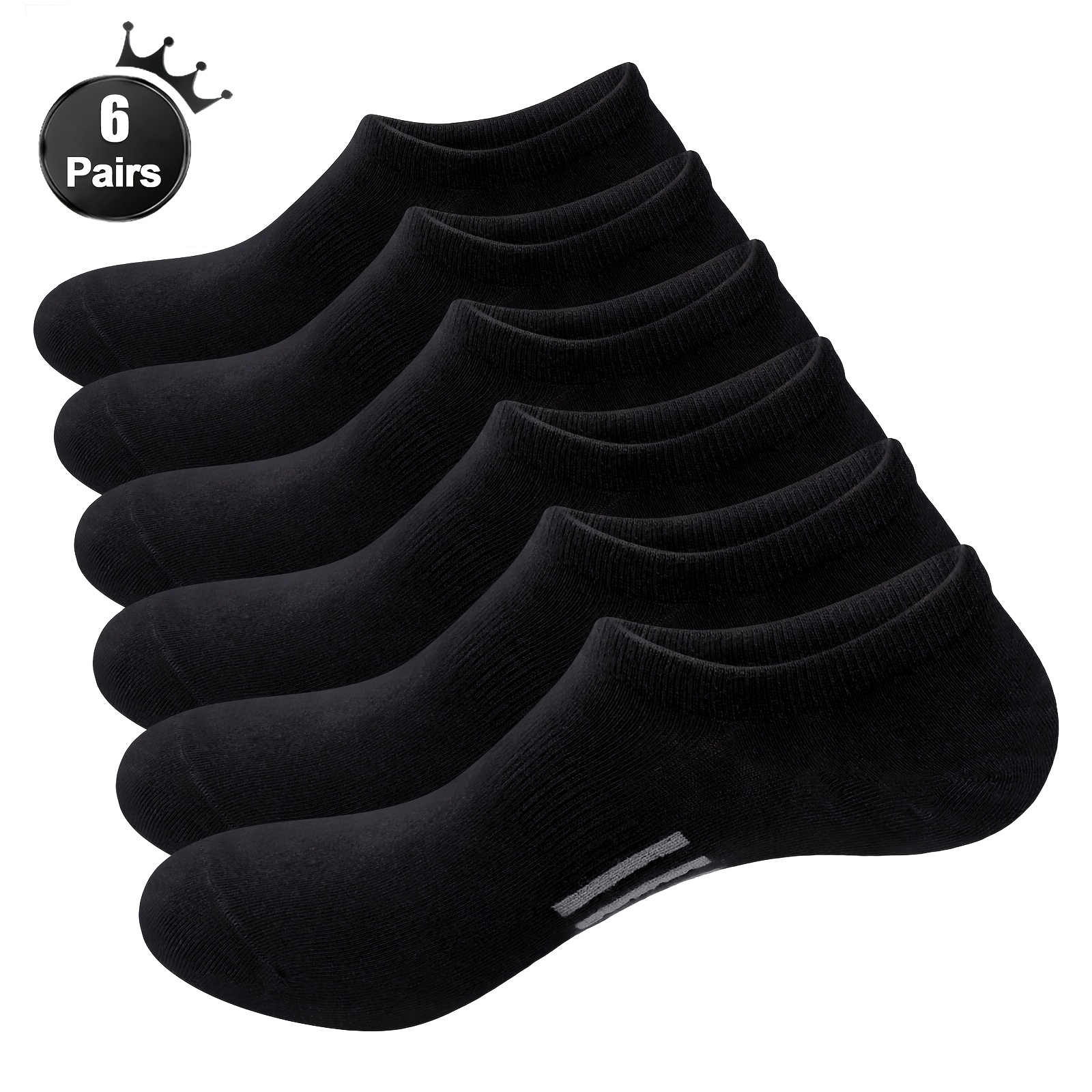 Image of Givegift 6/12 Pairs Mens No Show Socks Breathable Soft Trainer Invisible Socks Casual Liner Low Cut Socks For Men White/black Size 7-13