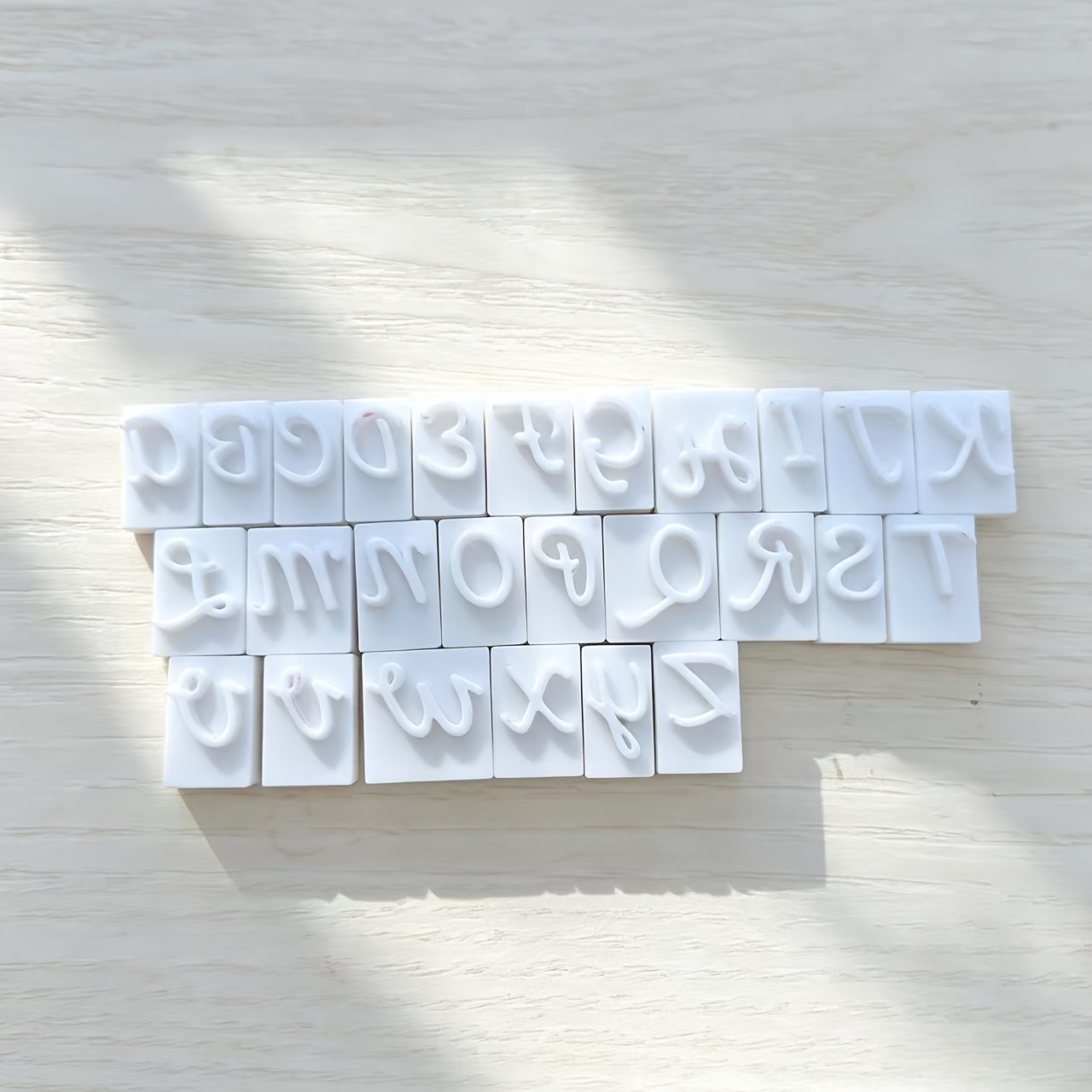 TEMU Set Completo di 26 Stampo per Goffratura Lettere Inglesi, Font Manoscritto , Strumenti per Pressa in Argilla