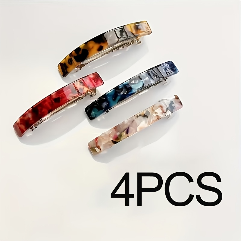 TEMU Lot de 4 barrettes rectangulaires vintage pour cheveux sur le pour femme, pinces à ressort, accessoires de cheveux mignons de différentes