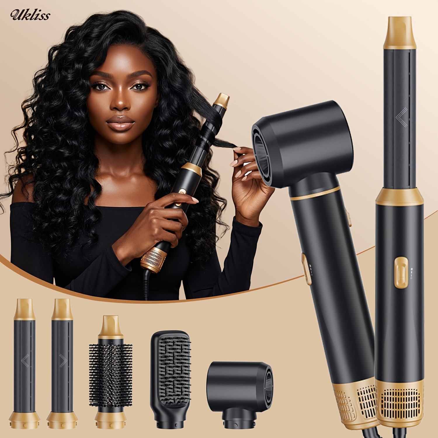 5in 1 Hair Dryer Brush Set Styler Curling Hot Dryer Brush, Hair Styling Tool For Curling Waves Straightening Volume Blowout Styles