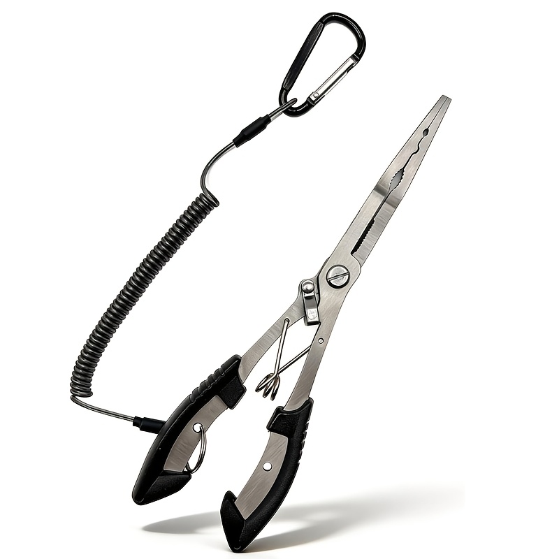 Image of 8.4 Inch Fishing Pliers With Long Nose For Hook Removal, Equipped With Safety Lanyard, Made Of Corrosion-resistant Stainless Steel, Suitable For Freshwater And Saltwater Fishing, Without Battery