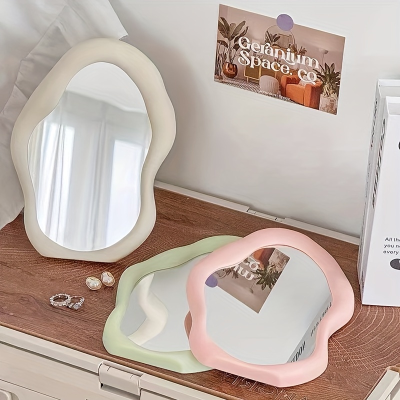 

Cloud-shaped Vanity Mirror, 1pc Aesthetic Dressing Table Mirror, Irregular Desktop Makeup Mirror, Student Dorm Decor, Tabletop Mirror