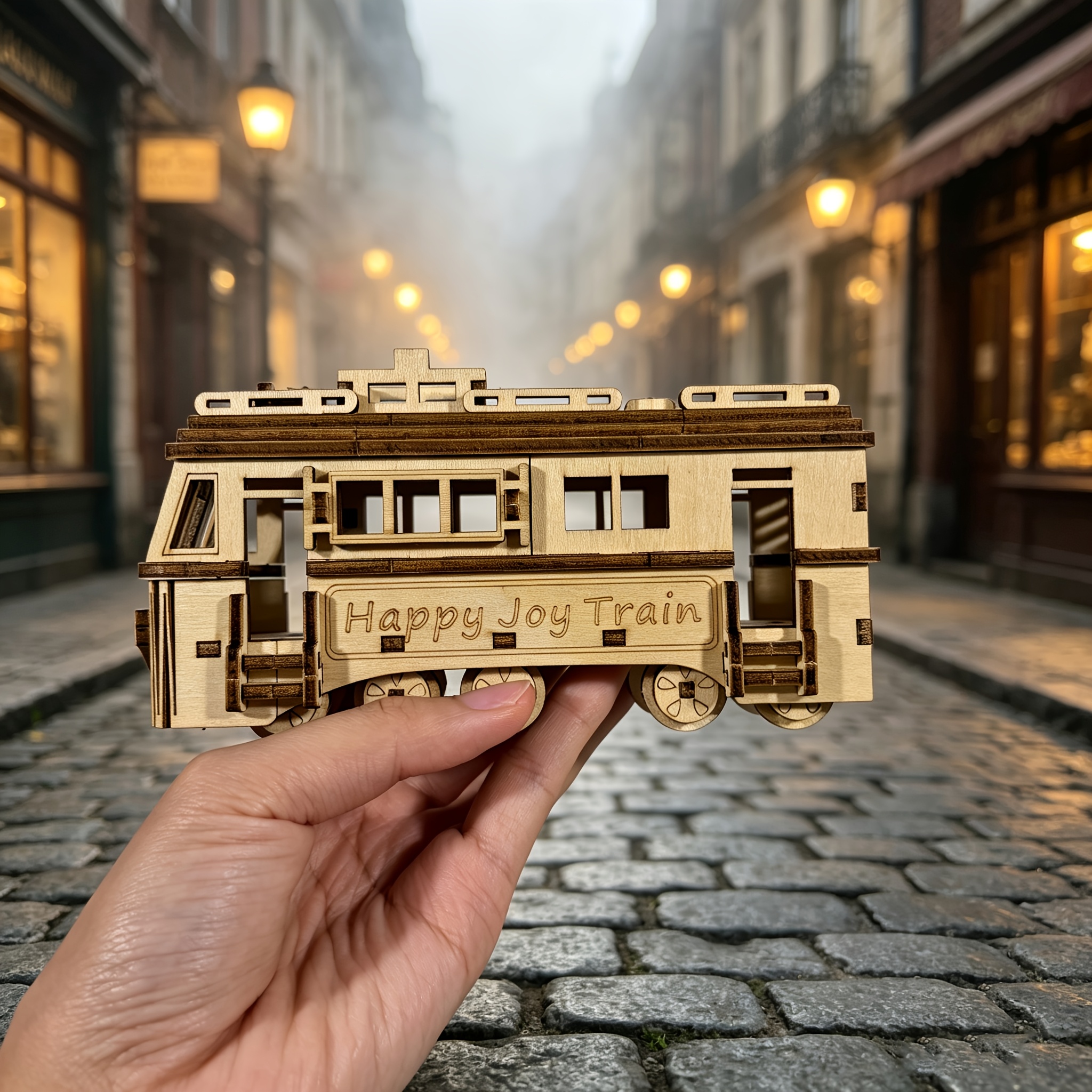 3D Wooden Vintage Trolley Model Kit
