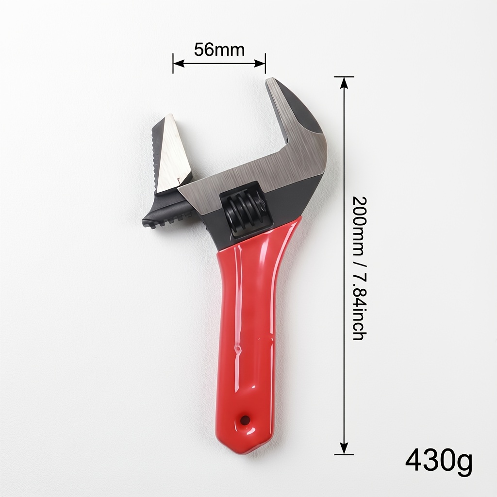E-shop 8-Zoll 0-56mm Multifunktionaler, verstellbarer Schraubenschlüssel mit großer Öffnung | Robuste Stahlhülse, roter Glanz, kurzer für einfachen