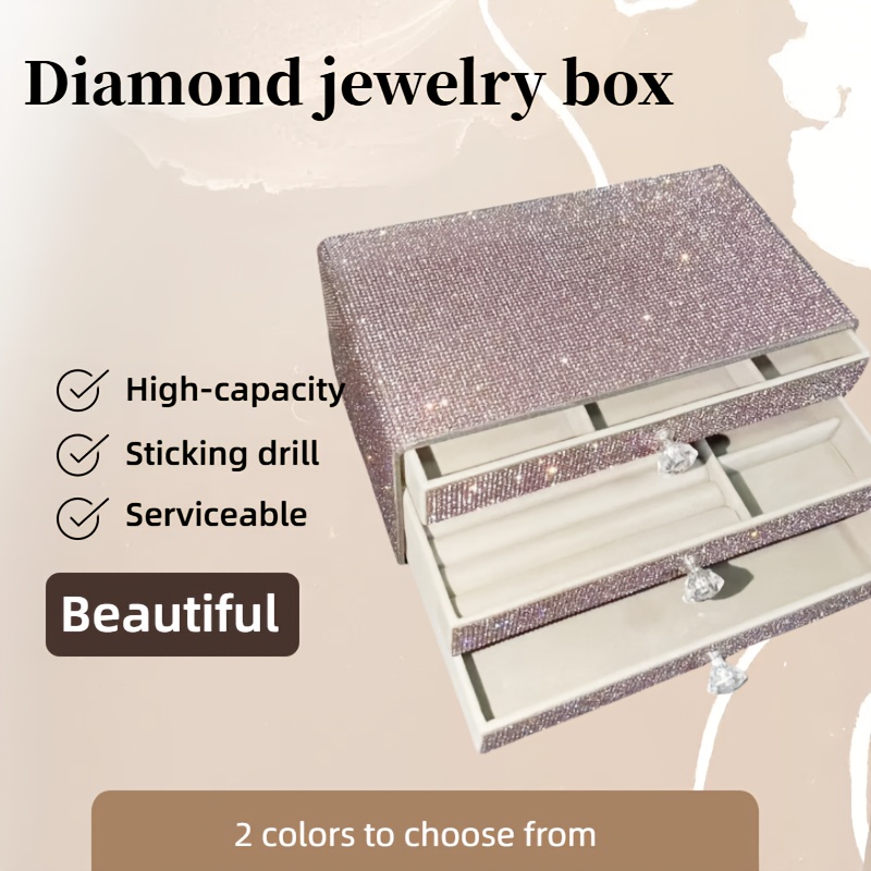 a jewelry box with three drawers filled with rhinestones     colors   beauty enthusiasts jewelry boxes Product details 0
