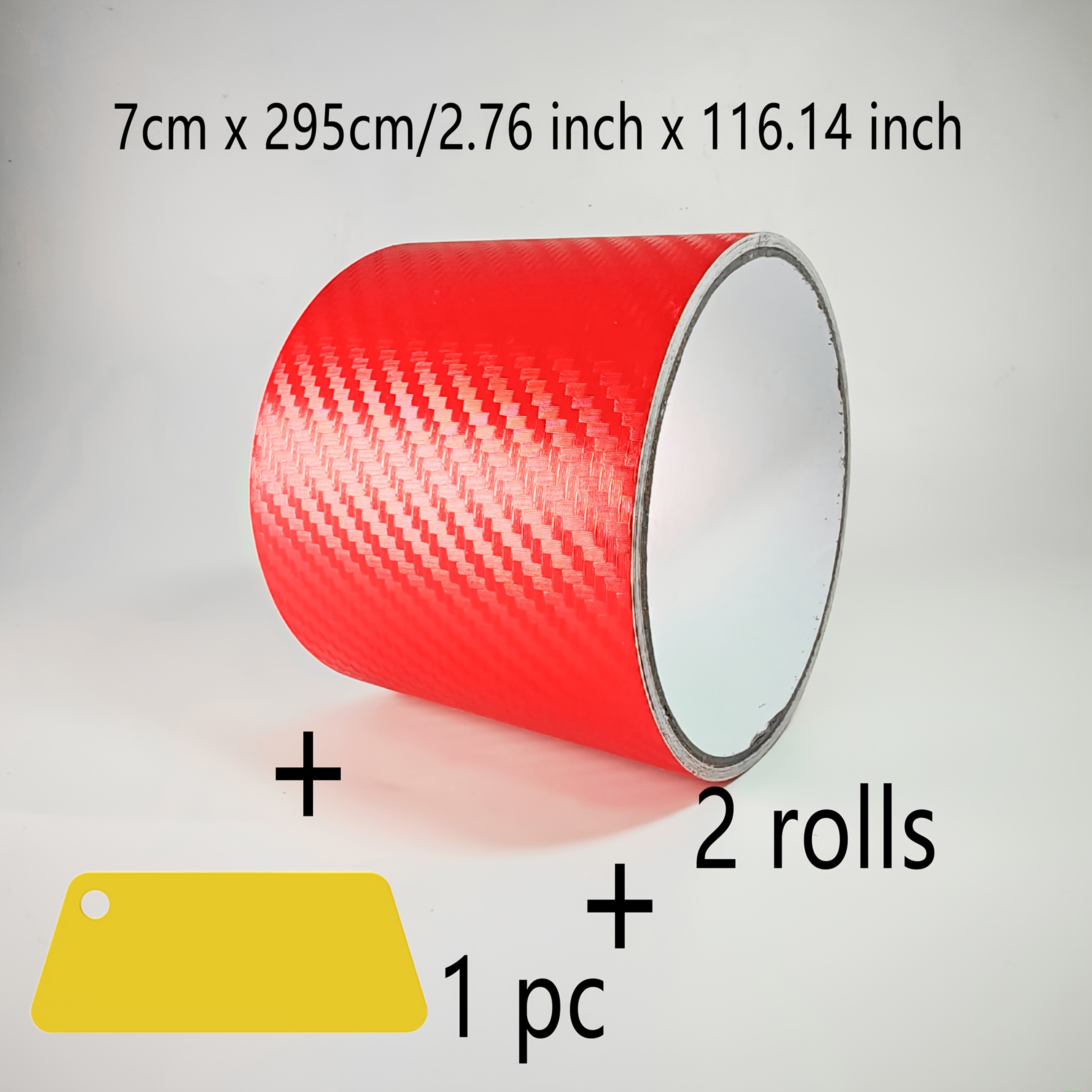 TEMU 2 Rolls 3d Fiber Car Stickers And Squeegee | Sports Style Decor Car Decals, , Easy To Trim, Suitable For Body Shaping, Door Decoration, Trunk,