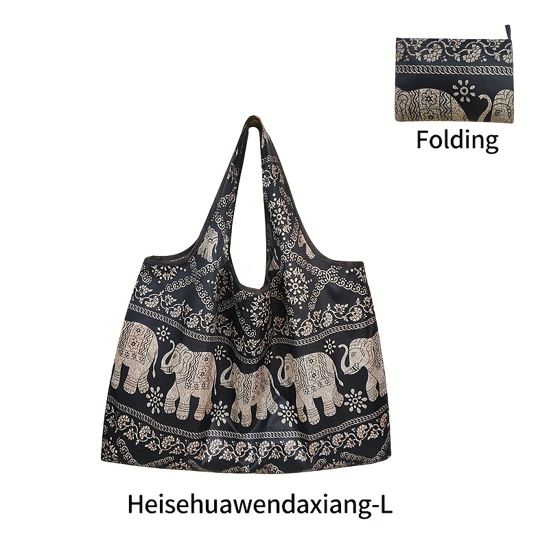 E-shop Eine geräumige, faltbare Tragetasche im Cartoon-Stil aus leichtem Oxford-Gewebe, zum Einkaufen und für die Aufbewahrung.