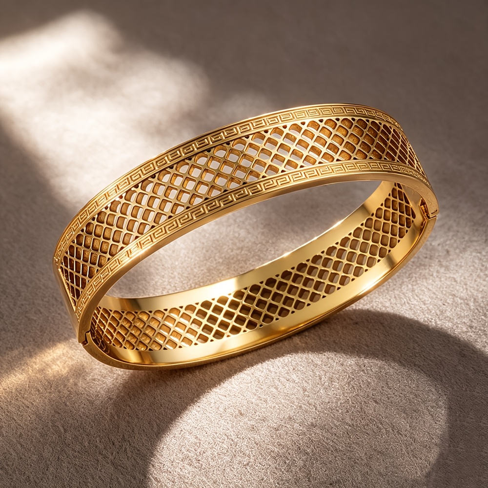 TEMU Bracelet Vintage en Acier Inoxydable | Design Rétro Goutte d'Huile, Idéal pour des Femmes ou les | Faible Allergie | Style Facile et Tendance |