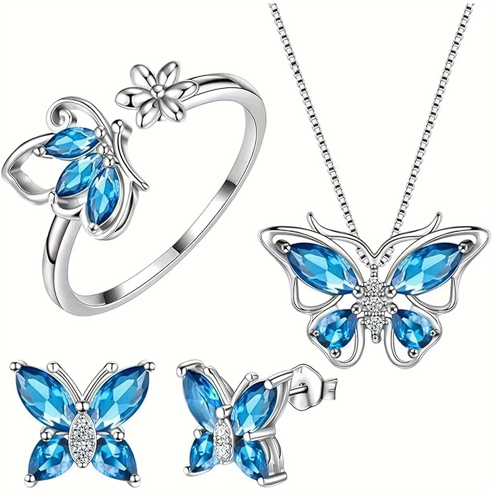 birthstone   jewelry ladies 925 pure silvery   birthstone pendant necklace earrings rings wedding gift details 0