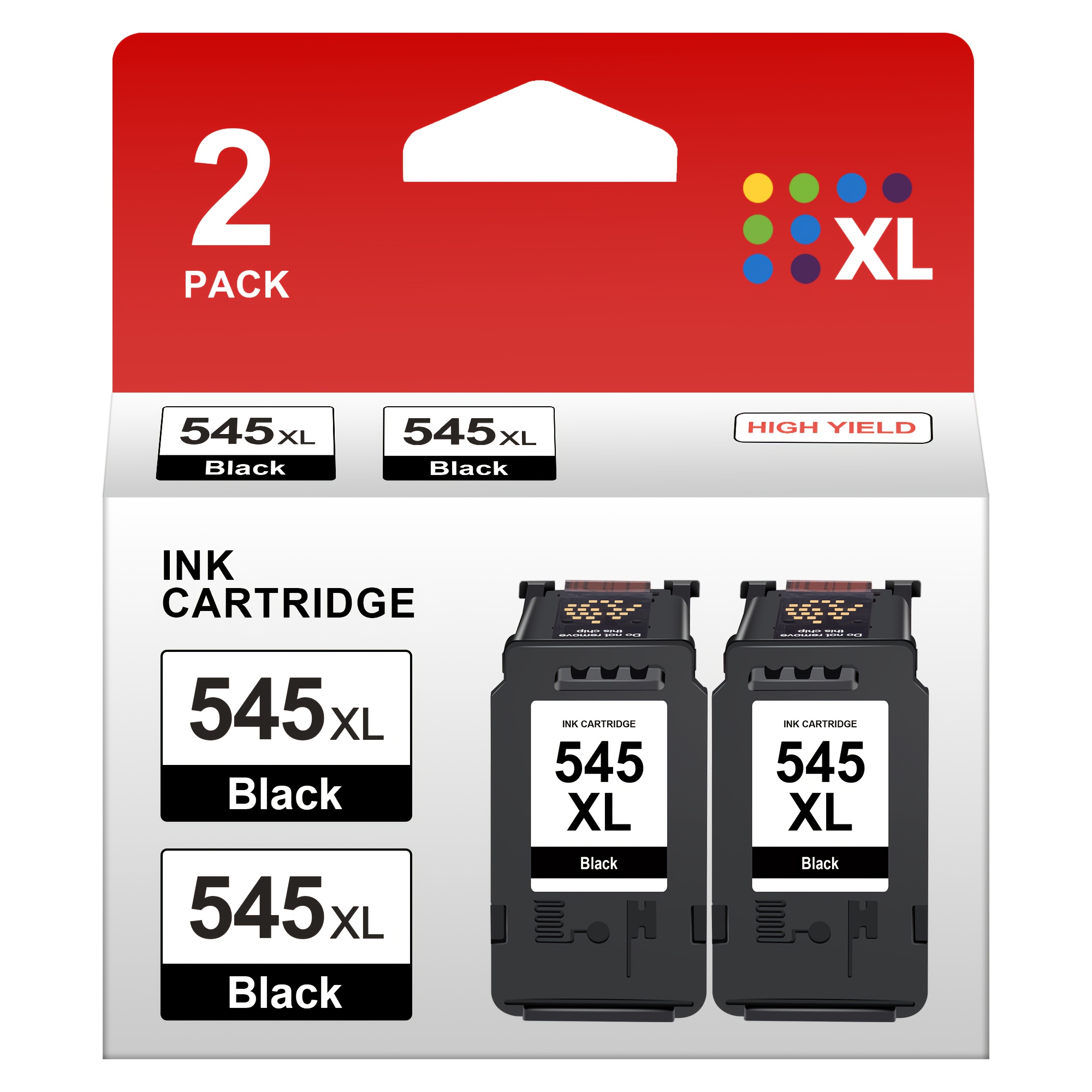Image of Replacement Ink Cartridges Pg-545xl For , Compatible With Models Like Ts3355, Ts3400, Ts3440, Ts3450, Mg2455, Mg2500, Mg2540, Mg2550, Mg2555, Ip2840, And Ip2850 (includes 2 Black Cartridges)