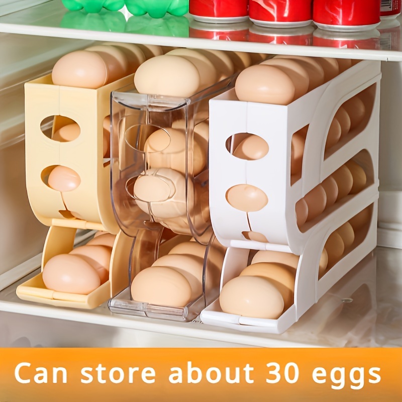 4 tier refrigerator egg storage organizer sliding design details 1