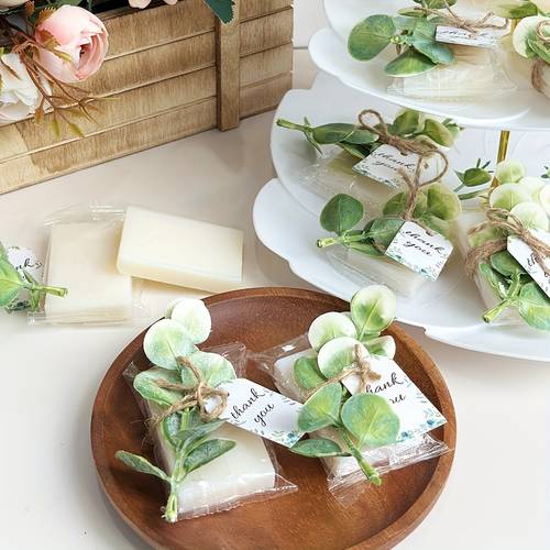 30 sets of mini soap packs white square soap sets with mini eucalyptus cards for baby shower bridal shower wedding birthday party wedding favors wedding gifts