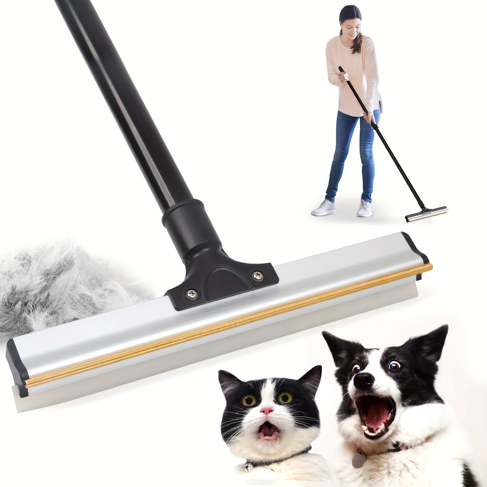 

Pet Hair Remover For Carpet, Dogs Cats Remover Tool With Adjustable Long Handle, 2 In1 Carpet Rake Floors Scraper, Hair Removal Brush Scraper For Carpet, Furniture, Stairs