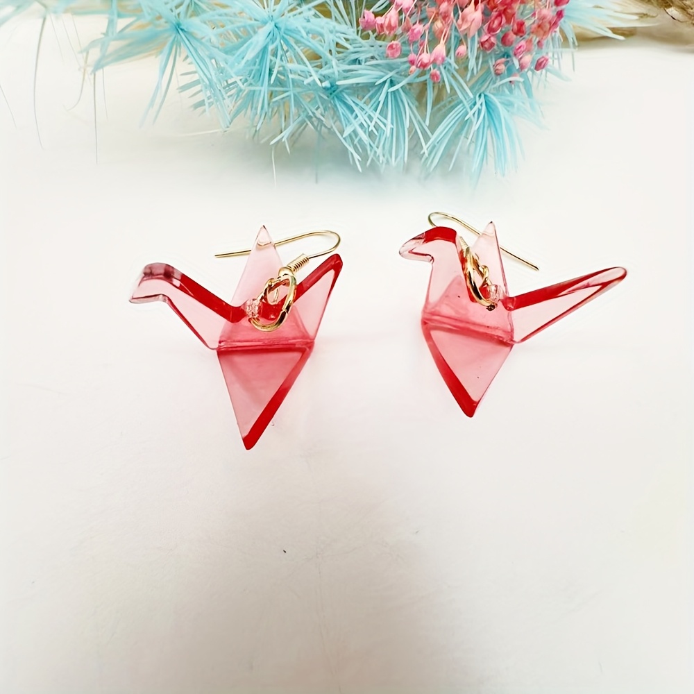 1 Pair Creative Acrylic Cut Crane Earrings Women's Sweet