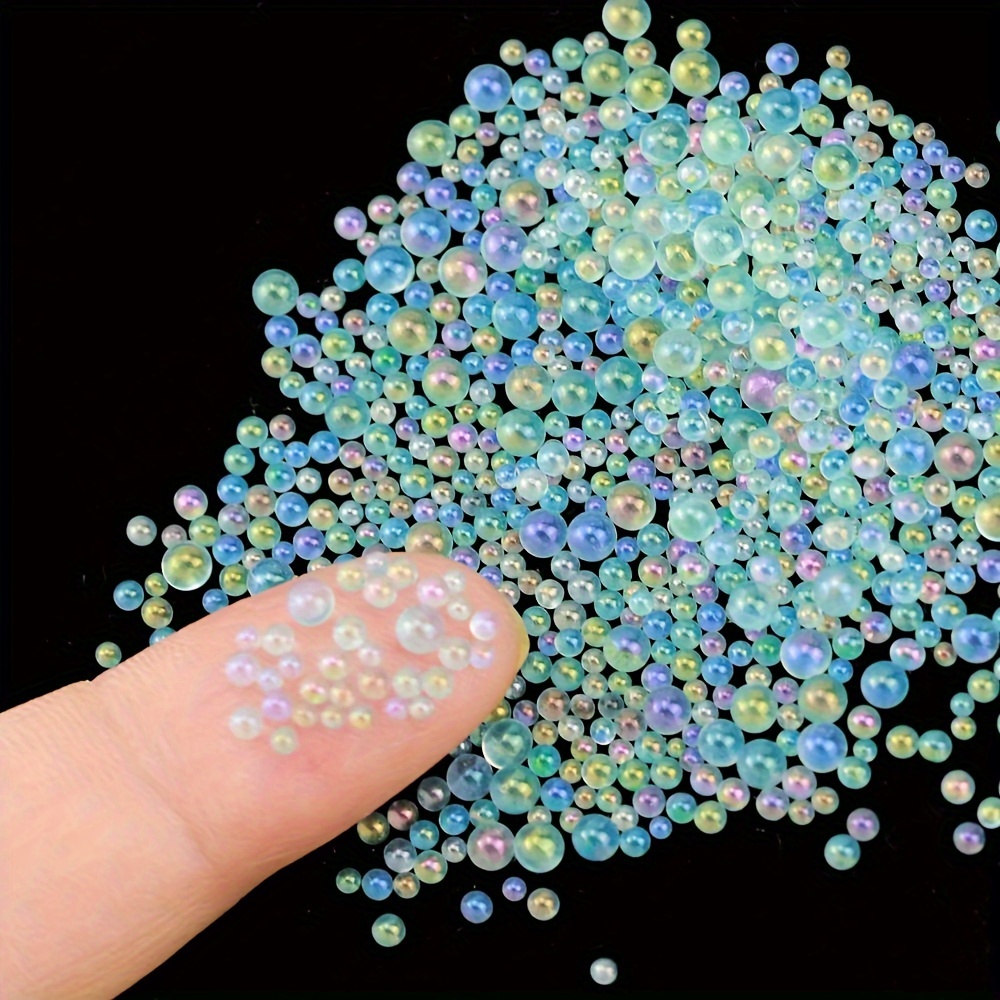 Image of 18 Colour 12g Mix 0.1-0.4cm Mini Bubble Ball Beads Tiny Glass Bead Resin Filling For Diy Nail Art Decor