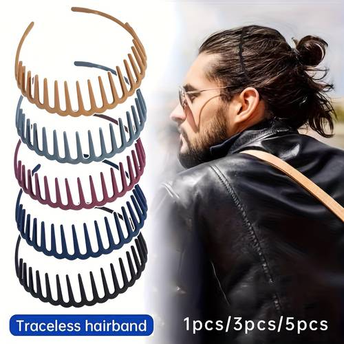 1pc 3pcs 5pcs long tooth anti slip fashionable mens headband tooth comb hair tie mens hair accessory hair clip invisible sports hair tie headband