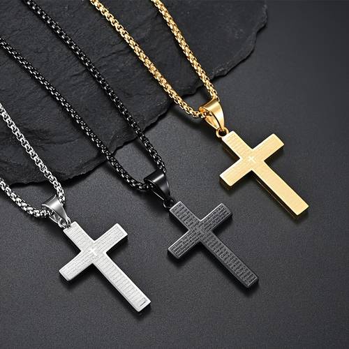 fashionable and trendy 202 stainless steel cross style necklace gifts can be daily
