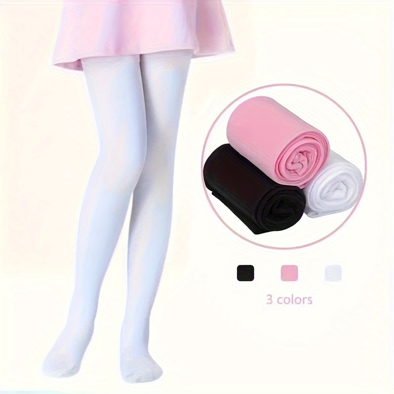 

3pcs Girls' Velvet Ballet Dance Tights - High-quality, Solid Color, Stretchy Long Socks For All Seasons