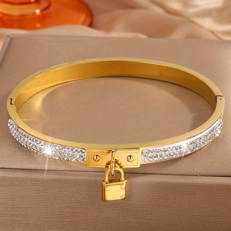 TEMU 3 Of Small Rhinestones Lock Romantic Atmosphere, Fashionable Lock Pendant Women's Bracelet, Valentine's Day Gift For Partner, Birthday Present