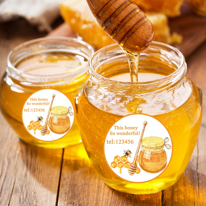 TEMU 120 Custom Honey Jar Labels - Suitable For Honey Jars, Kitchen Bottles, And Everyday Office Use. Honey Jar Sealing Stickers Featuring A Cute -
