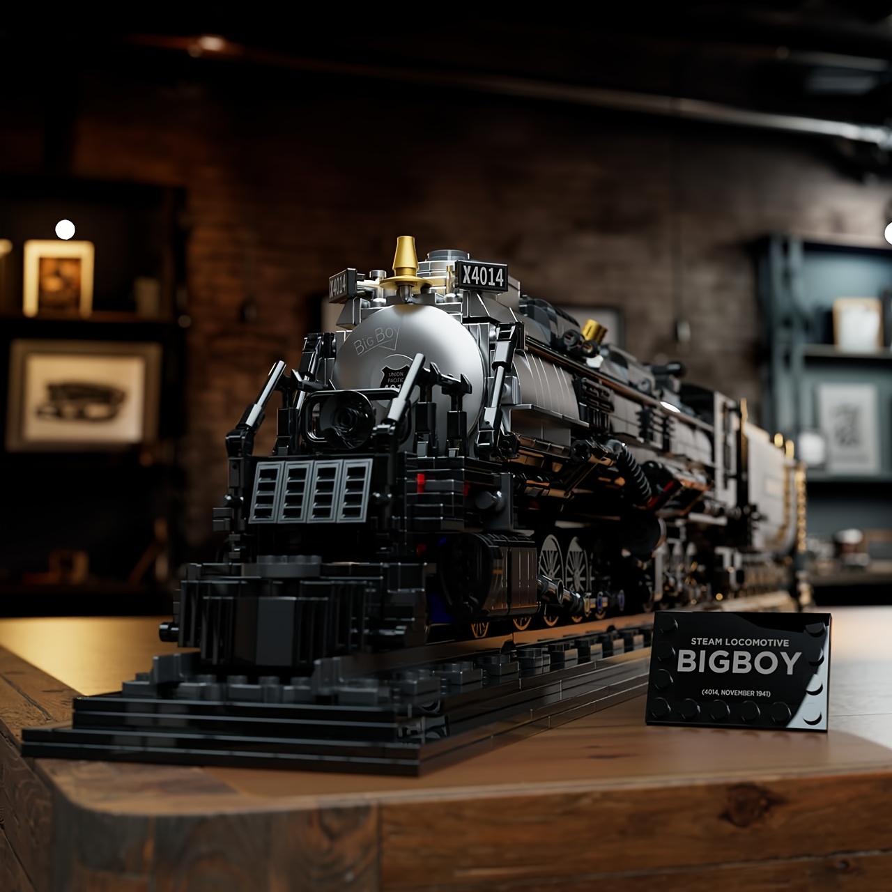 1608pcs BigBoy Locomotive, Articulated Steam Locomotive Building Block Set, Legendary Steam Train Display Kit For Gift Giving, Collectible Steam Locomotive Display Kit