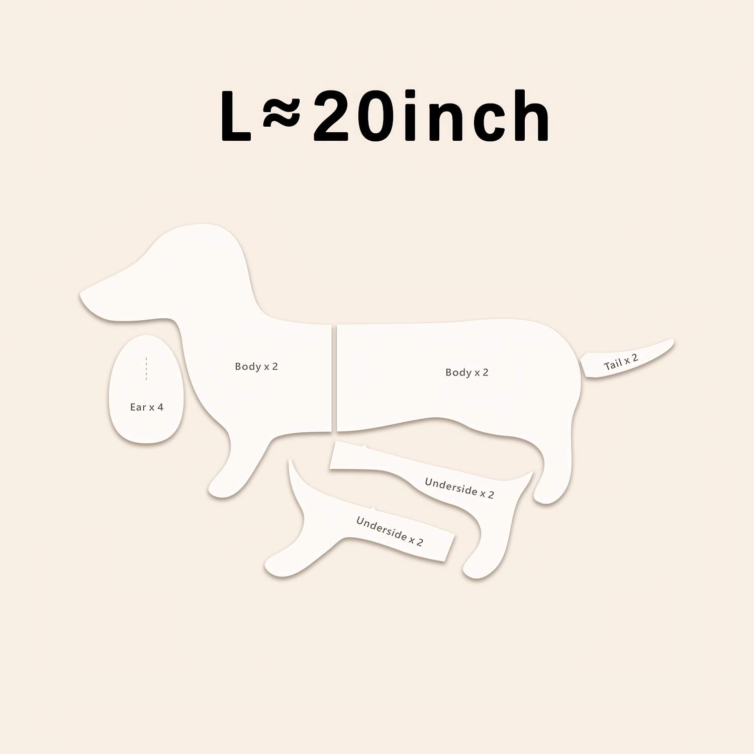 TEMU Set di 6 modelli da cucito in peluche a forma di , stencil da cucito per cani in PET riutilizzabili e lavabili per patchwork fai da te, animali