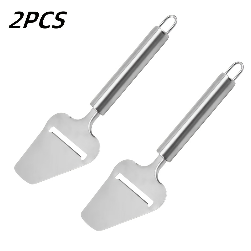 Image of 2pcs Stainless Steel Cheese Spatula, Cheese Scoop, Cheese Slicer, Stainless Steel Cake, Citrus, Sweet And Spoon, Stainless Steel Kitchen Tool, Kitchen And Dining Gadgets