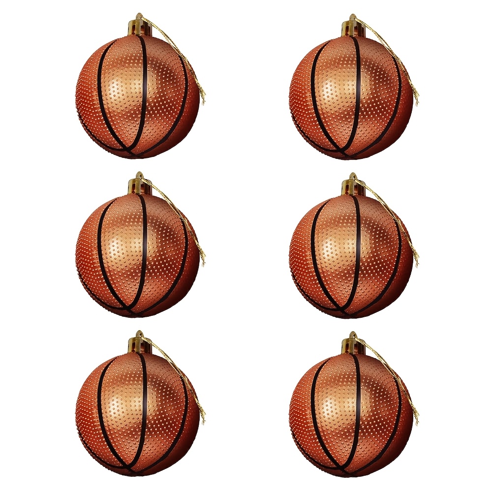 TEMU Set da 6 palline natalizie a forma di da basket, decorazioni natalizie, palline infrangibili ,36 pollici/6 cm per albero di Natale, per casa,