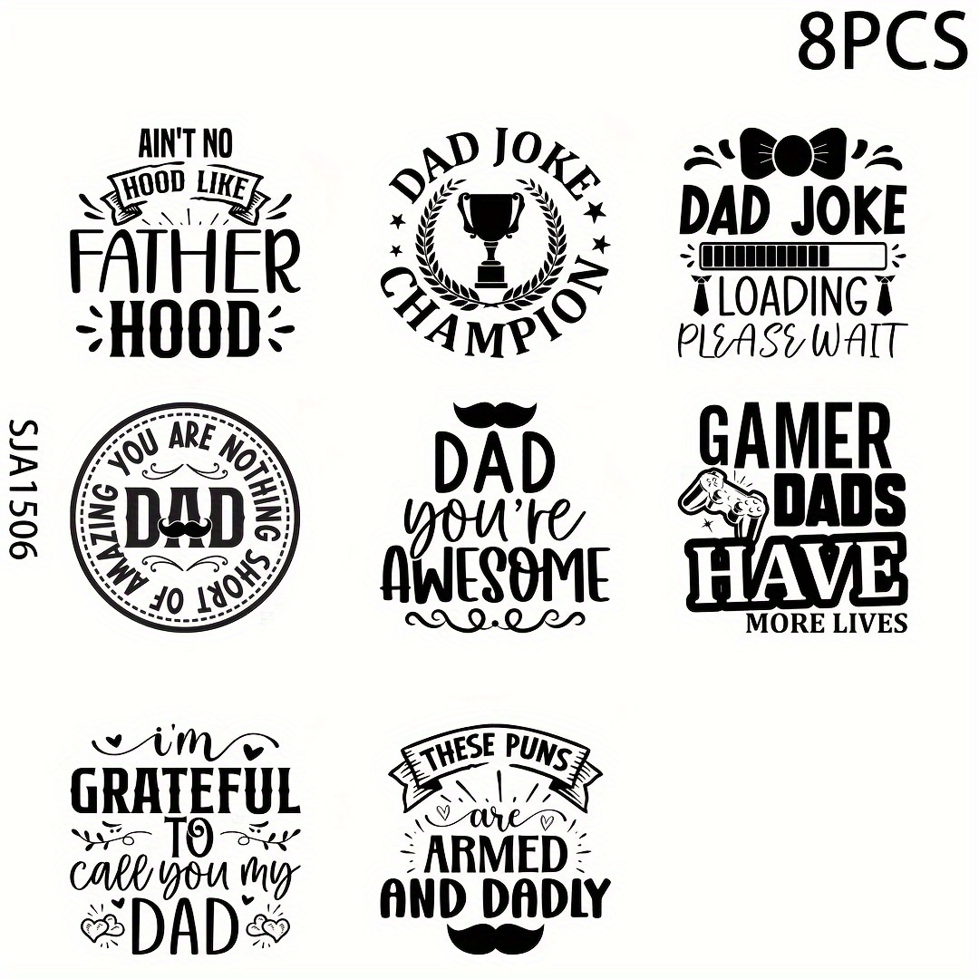 

8pcs Father's Day 3d Crystal Transfer Stickers - Self-adhesive, Sparkle For Glass & Water Bottles, Diy Decal Wraps