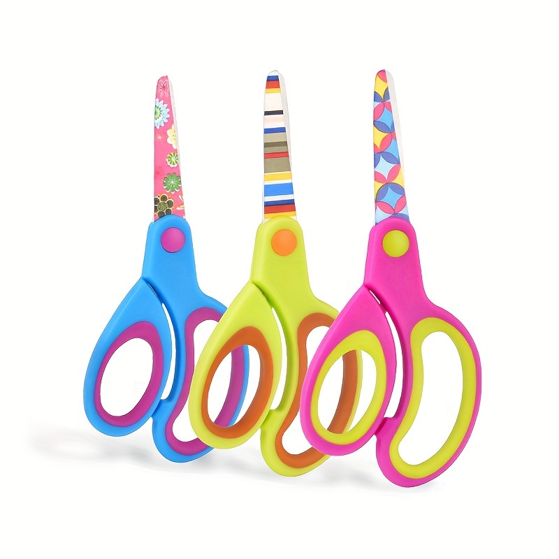 Safety Scissors Set, Toddler Scissors Age 3 Spring Loaded Plastic