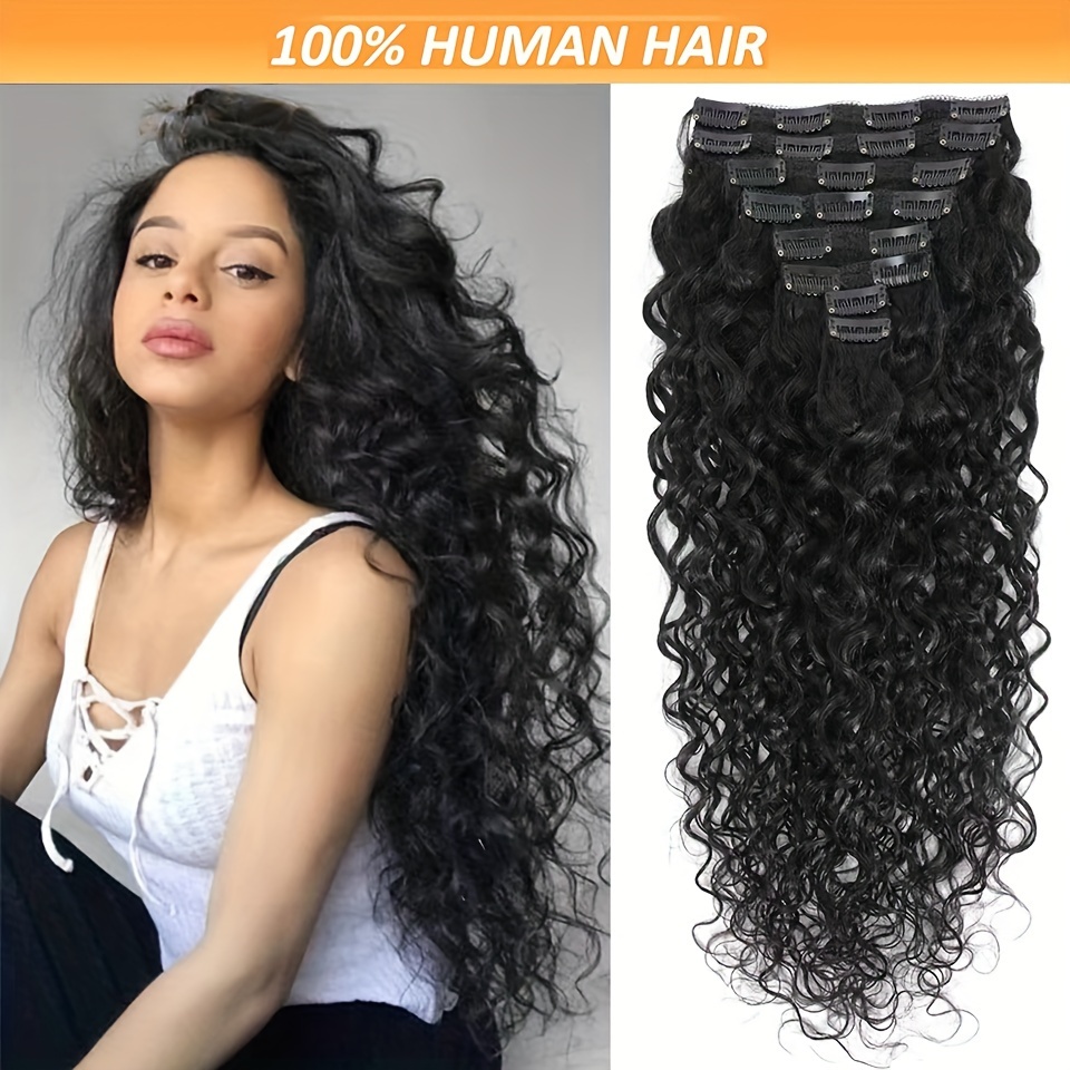 

Water Wave Clip-in Remy Hair Extensions For Women – 100% Human Hair 8pcs 120g Full Head Set, Natural Look, Versatile Styling Options, Easy To Apply, Durable & Comfortable – 18-26 Inch Available