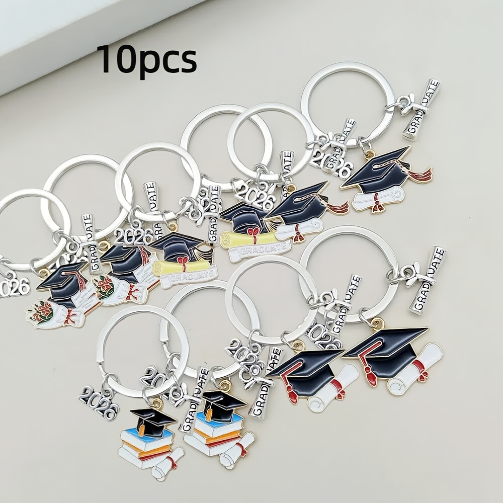 E-shop Geschenk für Sie/Ihn Set mit 10 Abschluss-Schlüsselanhängern mit , als Geschenk während der Abschlusszeit, ideal zum Dekorieren von Rucksäcken