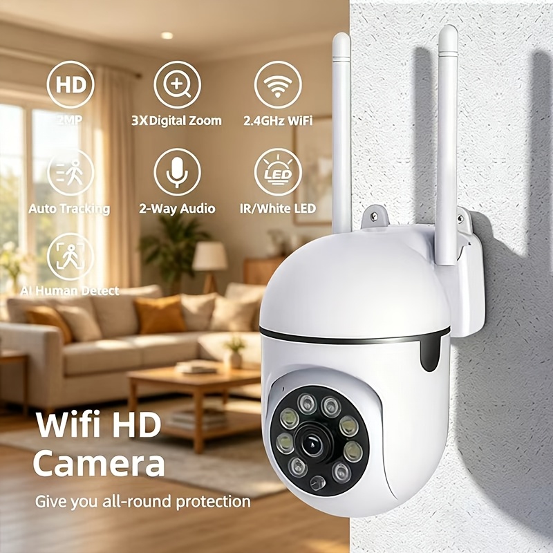 360° 2mp Hd Security Camera Wireless Wifi Pan/tilt With Motion Detection Auto Tracking, 2-way Talk, Night Vision, Siren Alarm, Indoor Home Surveillance