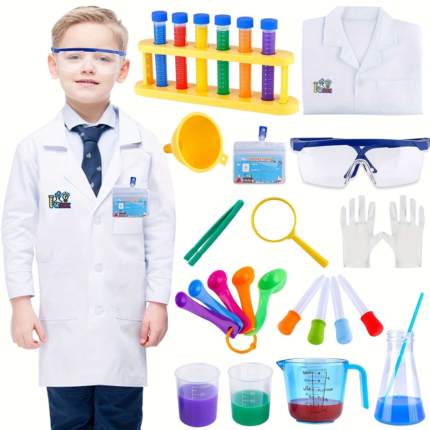 

Kids Science Experiment Kit Coat Scientist Costume Dress Up And Role Play For Boys Girls Kids Age 3+ Christmas Birthday Party