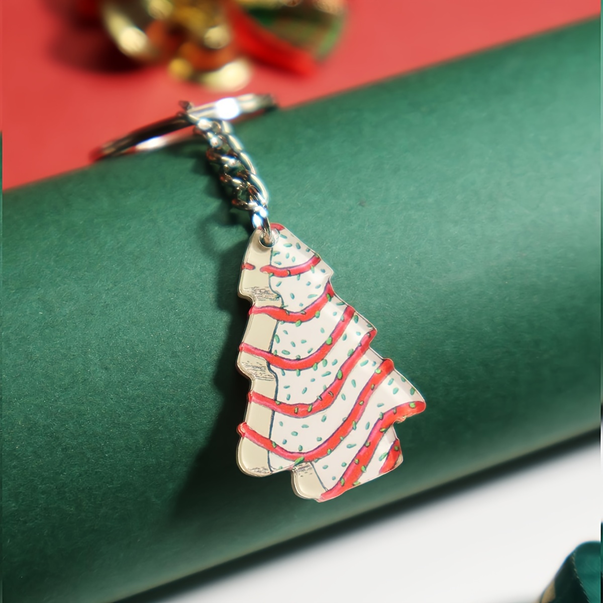 

1pc, Christmas Tree Keychain, Double- , , Men' , Key , Keychain, For Christmas Decor