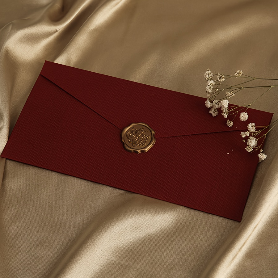 2pcs Set, 1 Envelope And 1 Wax Seal, Long Envelope, Love Letter Valentine's Day Envelope, Business Email, Party Invitation And Set, Vintage Style Invitation Letter, 8.66 X 4.33 Inches