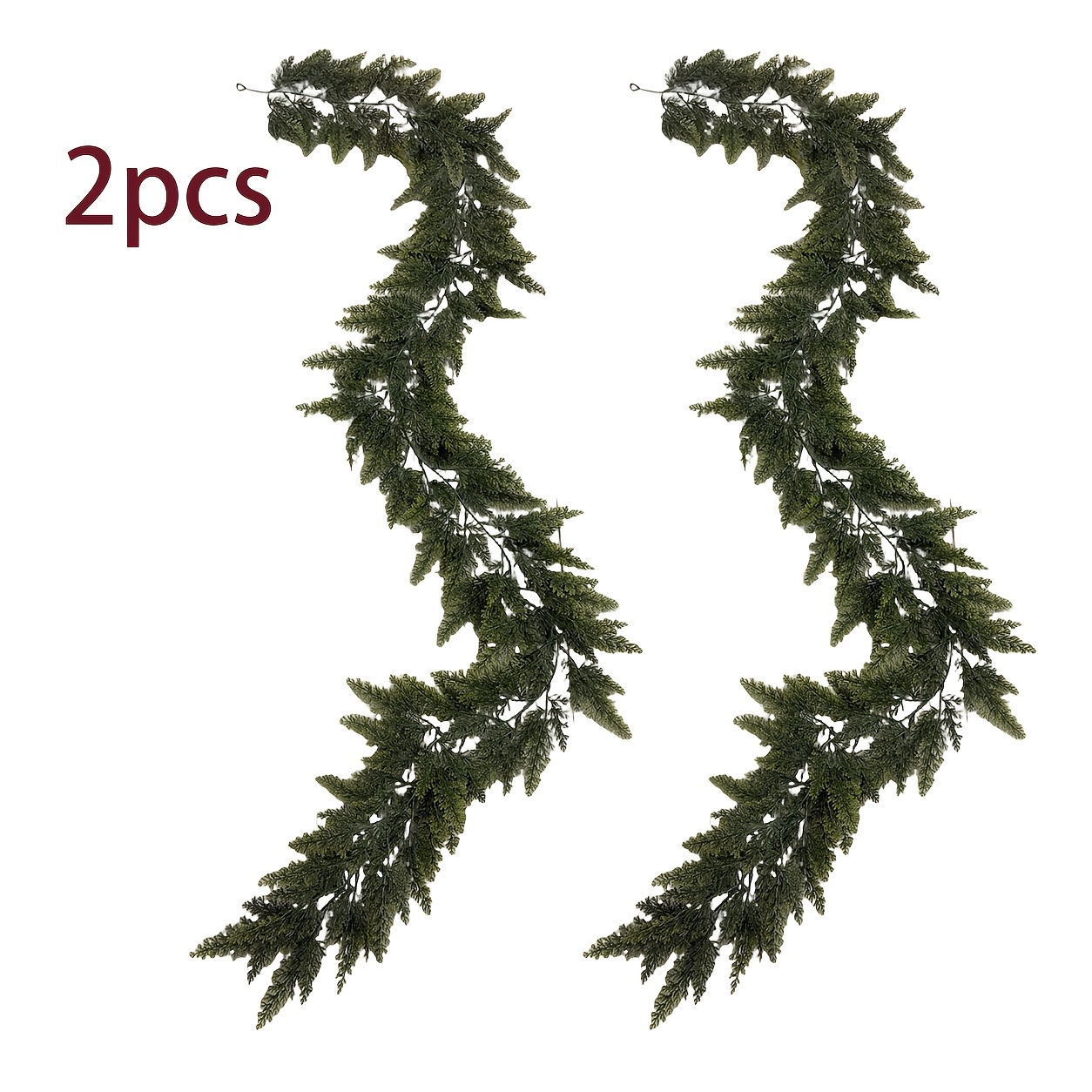 TEMU 2pcs Christmas Artificial Cedar Vine Greenery Wreath, Pine And Vines, Dense Evergreen Pine And Branches Christmas Vine Decor, Suitable For
